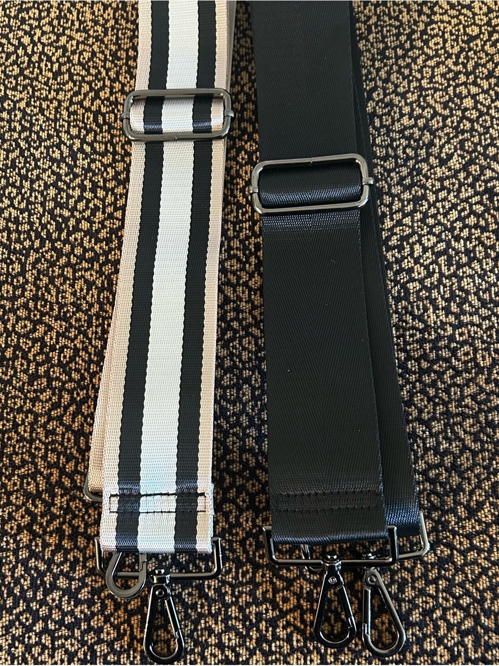 Set of Haute Shore Adjustable Black & Stripe Crossbody Guitar Style Bag Straps